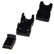 Штекер Mini USB в черном разборном корпусе