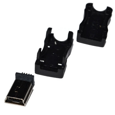 Штекер Mini USB в черном разборном корпусе
