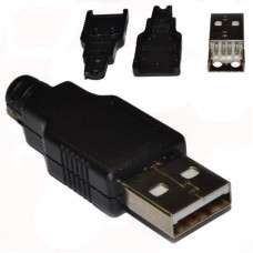 Штекер USB в черном разборном корпусе