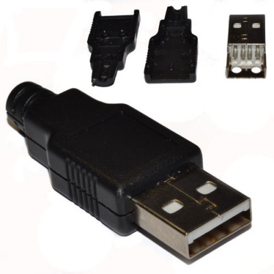 Штекер USB в черном разборном корпусе